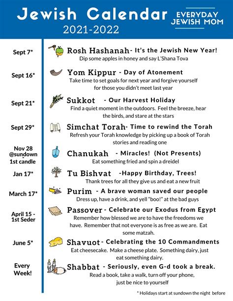 Free Printable Jewish Calendar 2021 2022 2023 2024 And 2025