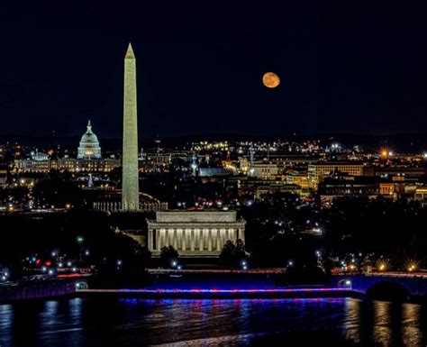 Full Moonrise Over Dc From Top Of The Town Washington Photo Safari