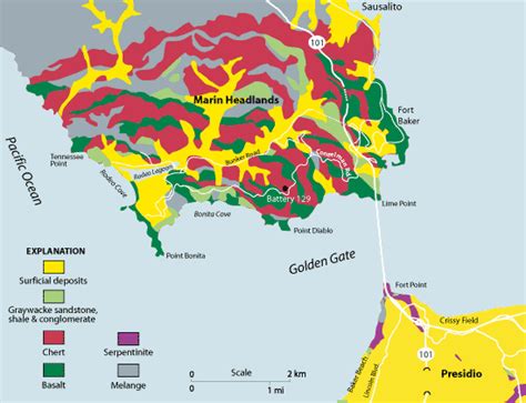 Geologic Map And Cross Section Presidio Of San Francisco U S National Park Service