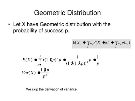 Geometric Distribution Expectation Value Variance Example Semath