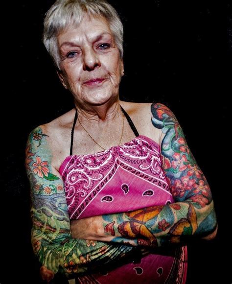 Gorgeous Inked Oldie With Images Old Women With Tattoos Old