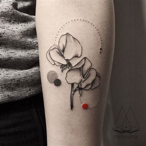 Graphic Sweet Pea Tattoo On The Left Forearm