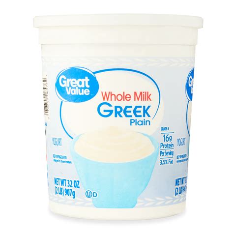 Great Value Whole Milk Plain Greek Yogurt 32 Oz Droneup Delivery