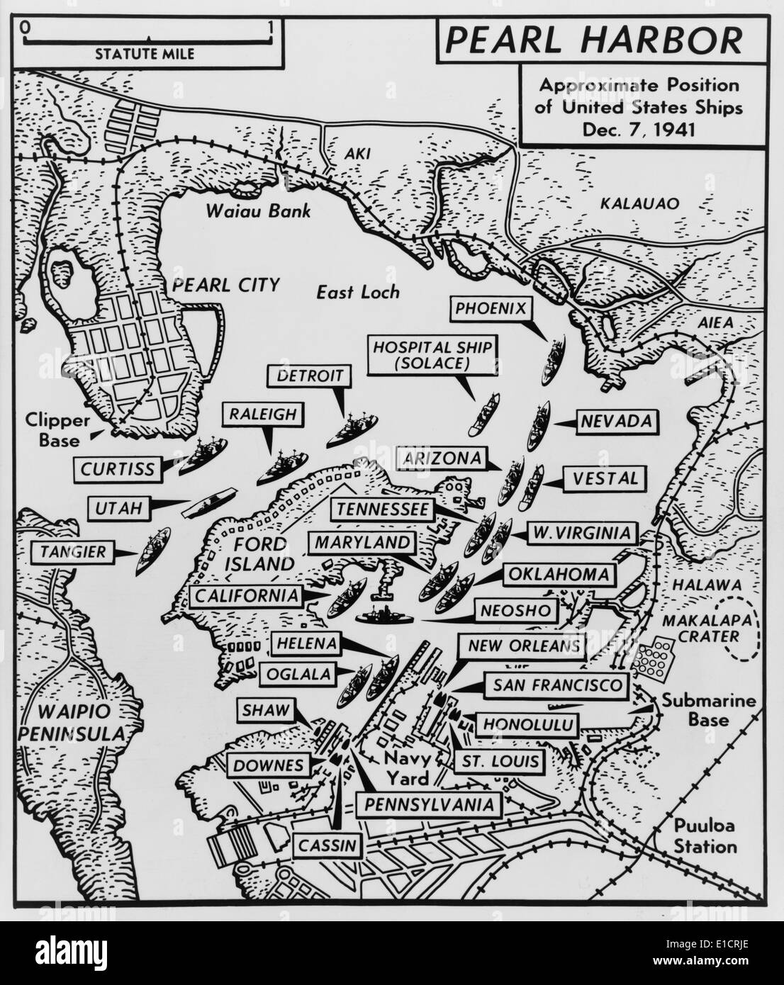 Hawaiian Islands Map Pearl Harbor