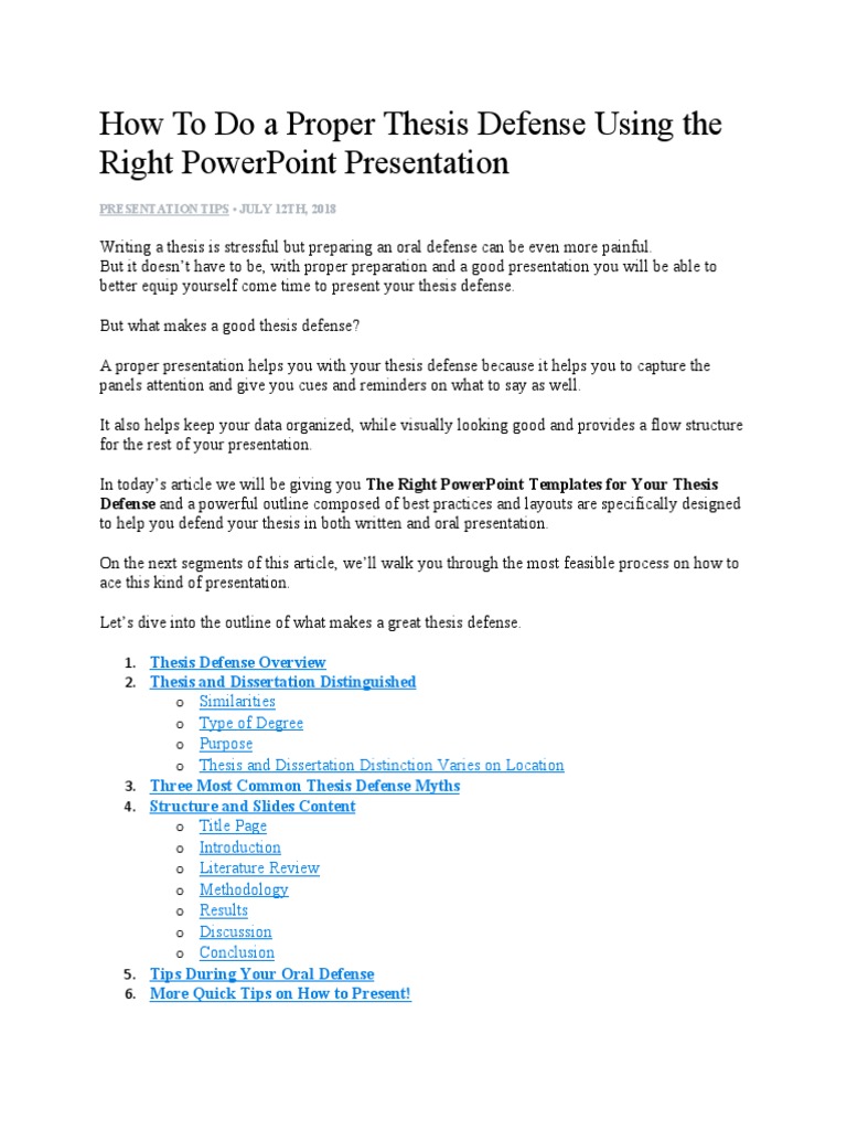 How To Do A Proper Thesis Defense Using The Right Powerpoint