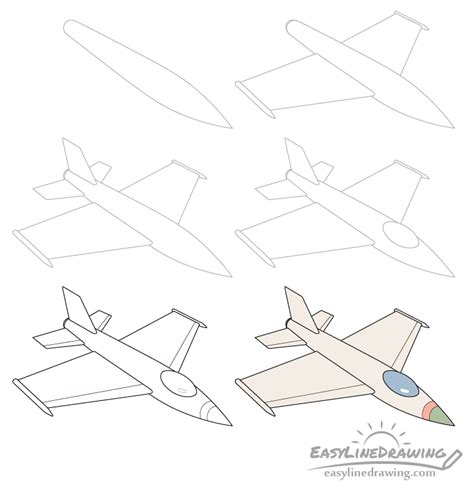 How To Draw A Fighter Jet Step By Step Easylinedrawing