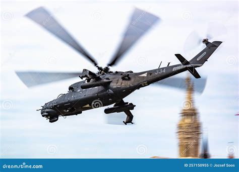 Hungarian Mil Mi 24 Military Attack Helicopter At Air Base Air Force