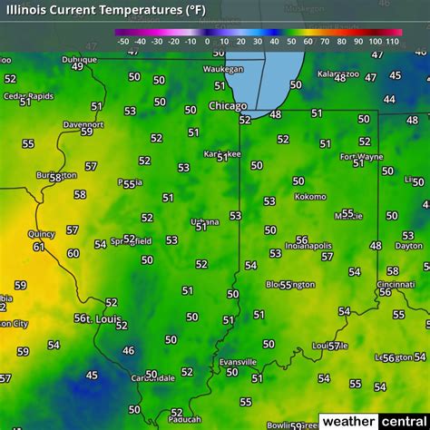 Illinois Current Temperatures Map