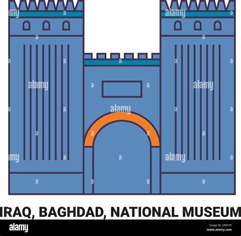 Iraq Baghdad National Museum Travel Landmark Vector Illustration