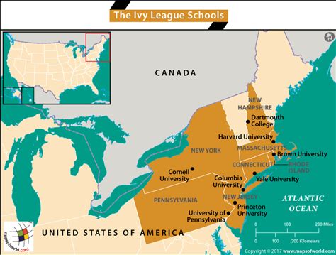 Ivy League Schools Map United States Map