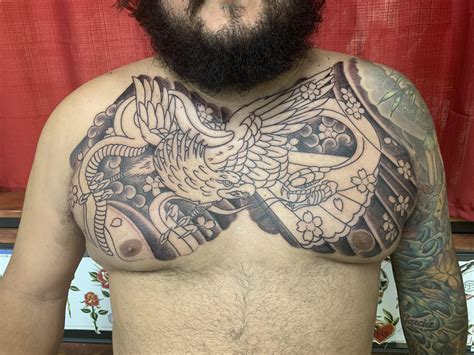 Japanese Eagle Snake Chest Piece Done By Bryan Neal Out Of Stay Gold