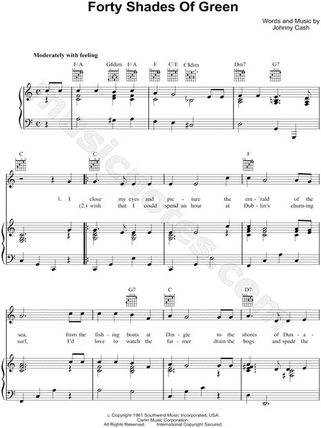 Johnny Cash Forty Shades Of Green Sheet Music And Printable Pdf Music