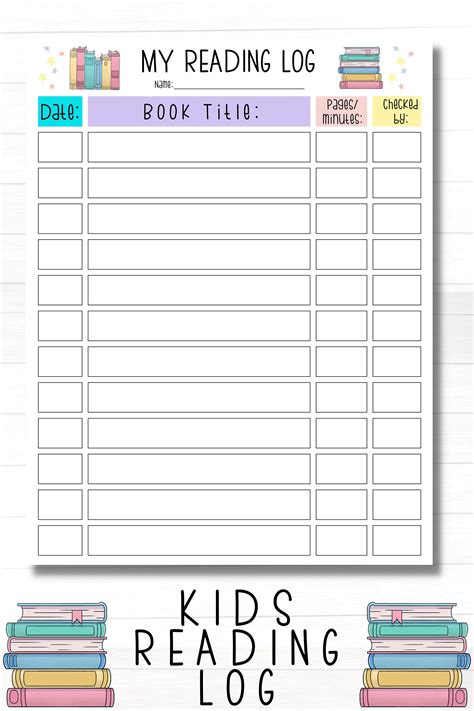 Kids Reading Log Journal Printable Reading Tracker For Kids Teachers