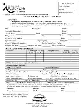 Kittitas County Health Dept Temporary Food Service Application Form