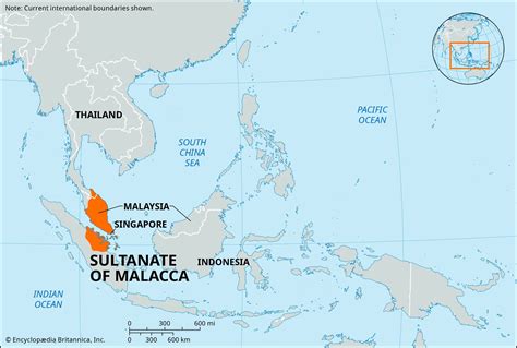 Labeled Ocean Map Malacca Strait