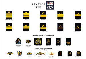 Large A3 Ranks Of The Royal Navy Poster Military Rank Structure New