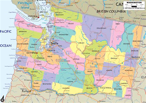 Large Regions Map Of Washington State Washington State Large Regions