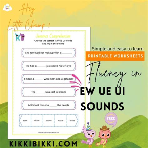 Learn To Spell Ew Ue Ui Words Free Printable Worksheets