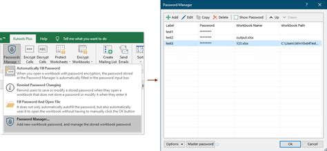 Manage Excel Workbook Passwords Used To Open Files For Combining And