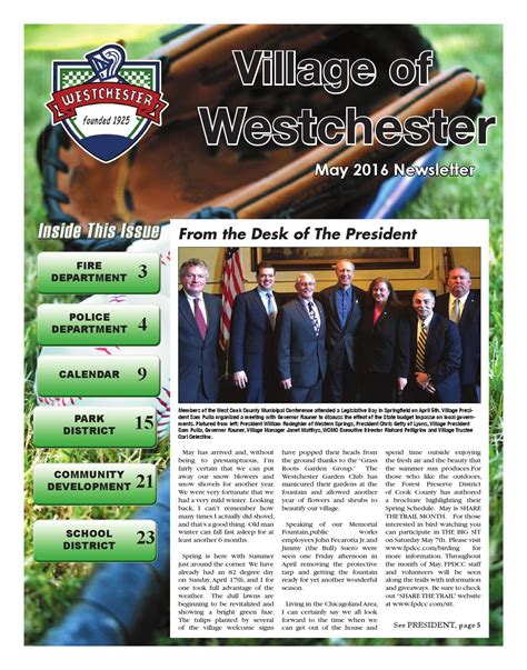 May 2016 Village Of Westchester Newsletter By Village Of Westchester