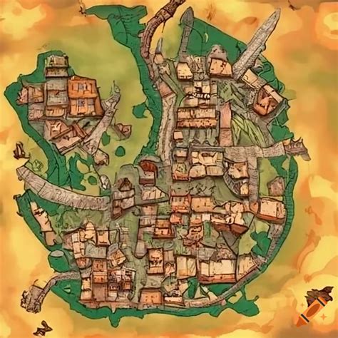 Medieval Town Map Illustration On Craiyon