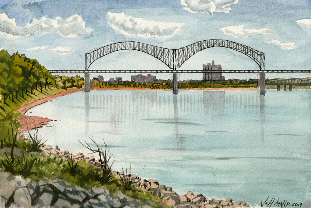 Memphis Bridge Block Painting Memphis Bridge Memphis Art Block Painting