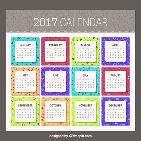 Memphis Calendar Vector Free Download