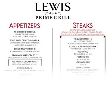 Menu Lewis Prime Grill Loxahatchee S Newest Steakhouse Part Of The