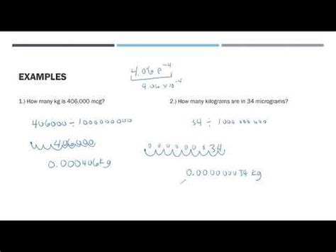 Metric Conversions Converting Micrograms To Kilograms Mcg To Kg Youtube