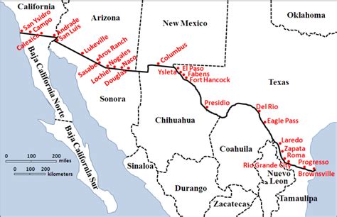 Mexican Border Crossing Map