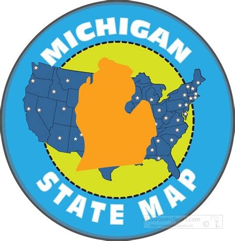 Michigan State Clipart Michigan State Map With Us Map Round Design