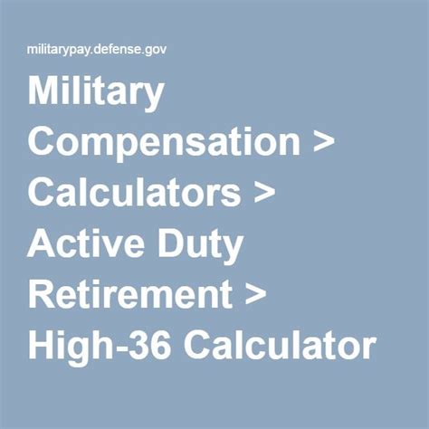 Military Compensation Calculators Active Duty Retirement High 36