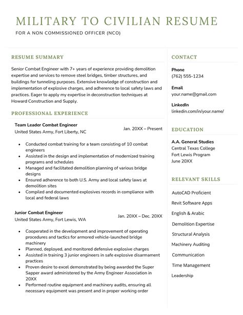 Military To Civilian Cv Examples Template Writing Tips