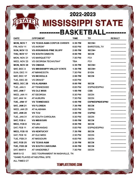 Miss State Academic Calendar