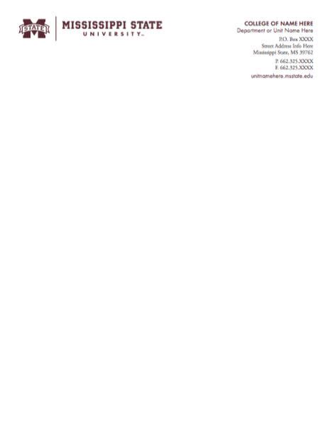 Miss State Letterhead Design Mississippi State Paper Design