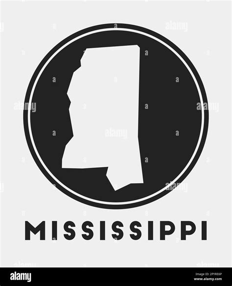 Mississippi Icon Round Logo With Us State Map And Title Stylish