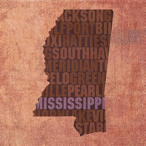 Mississippi Word Art State Map On Canvas Canvas Print Canvas Art By