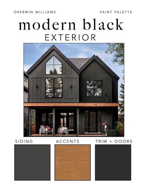 Modern Black Exterior Paint Color Palette Siding Trim Doors Stain