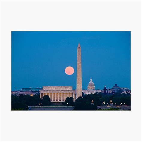 Moonrise Over Washington Dc Photographic Print By Ogphoto Redbubble