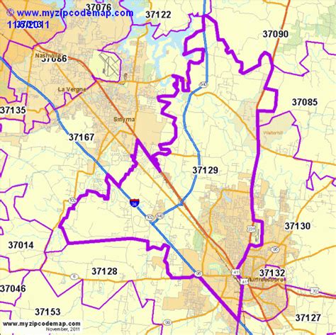 Murfreesboro Tn Zip Code Map Map Vector