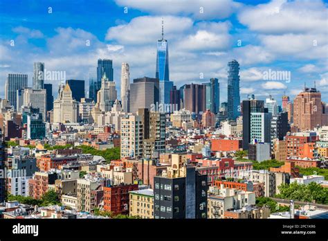 New York New York Usa Skyline Of Lower Manhattan From The Lower East