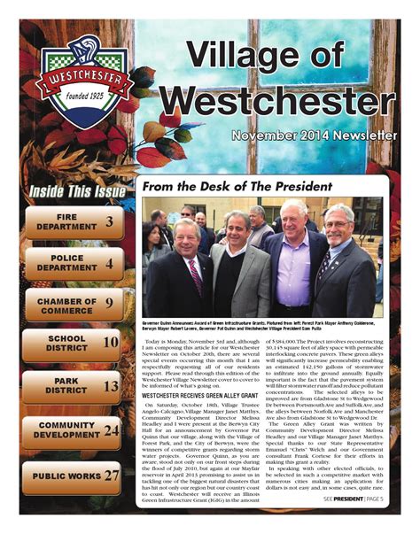 November 2014 Village Of Westchester Newsletter By Village Of