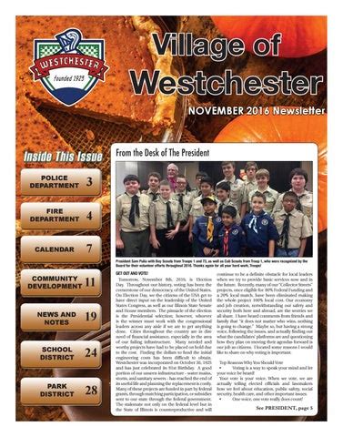 November 2016 Village Of Westchester Illinois Newsletter By Village Of