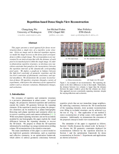 Pdf Repetition Based Dense Single View Reconstruction Repetition