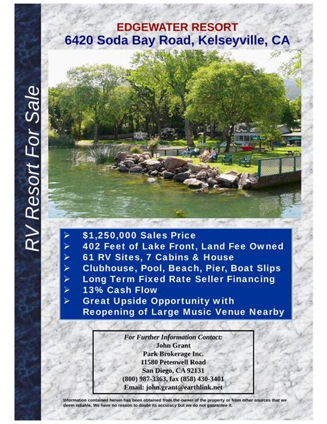 Pdf Rv Resort For Sale Park Brokerage Proforma See Attached Spread Sheet Age World