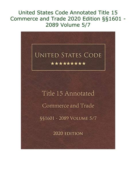 Pdf United States Code Annotated Title 15 Commerce And Trade 2020