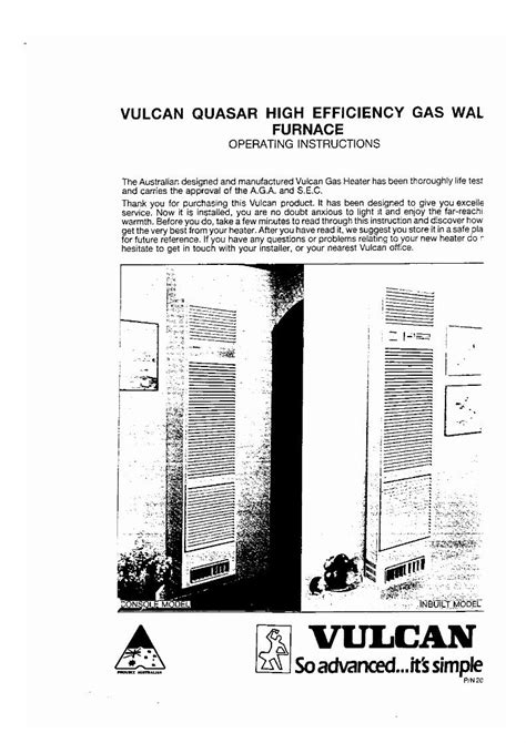 Pdf Vulcan Quasar Manual Wall Furnace Dokumen Tips