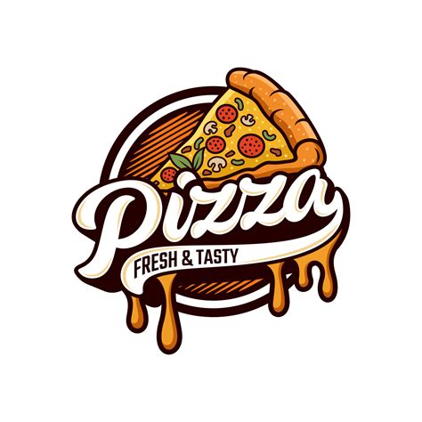 Pizzeria Vector Emblem On Blackboard Pizza Logo Template Vector