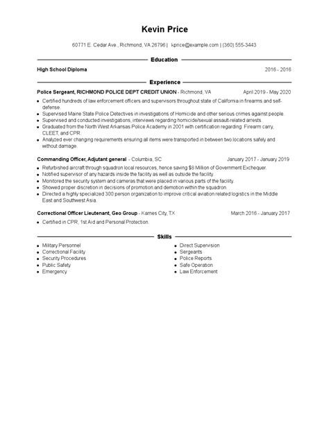 Police Sergeant Resume Examples And Tips Zippia