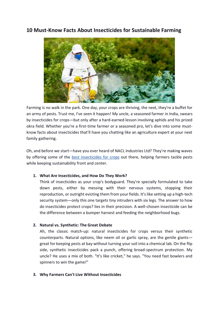 Ppt 10 Must Know Facts About Insecticides For Sustainable Farming